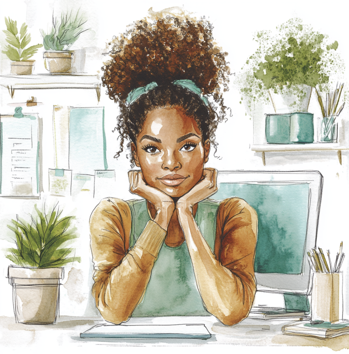 Young woman contemplating starting a new side hustle